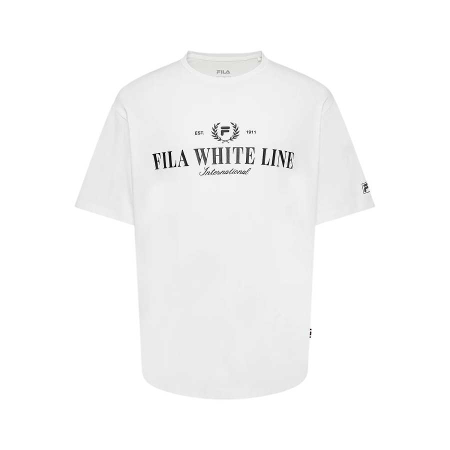 FILA T Shirts Unisex White/Ecru Crew Neck Moderate
