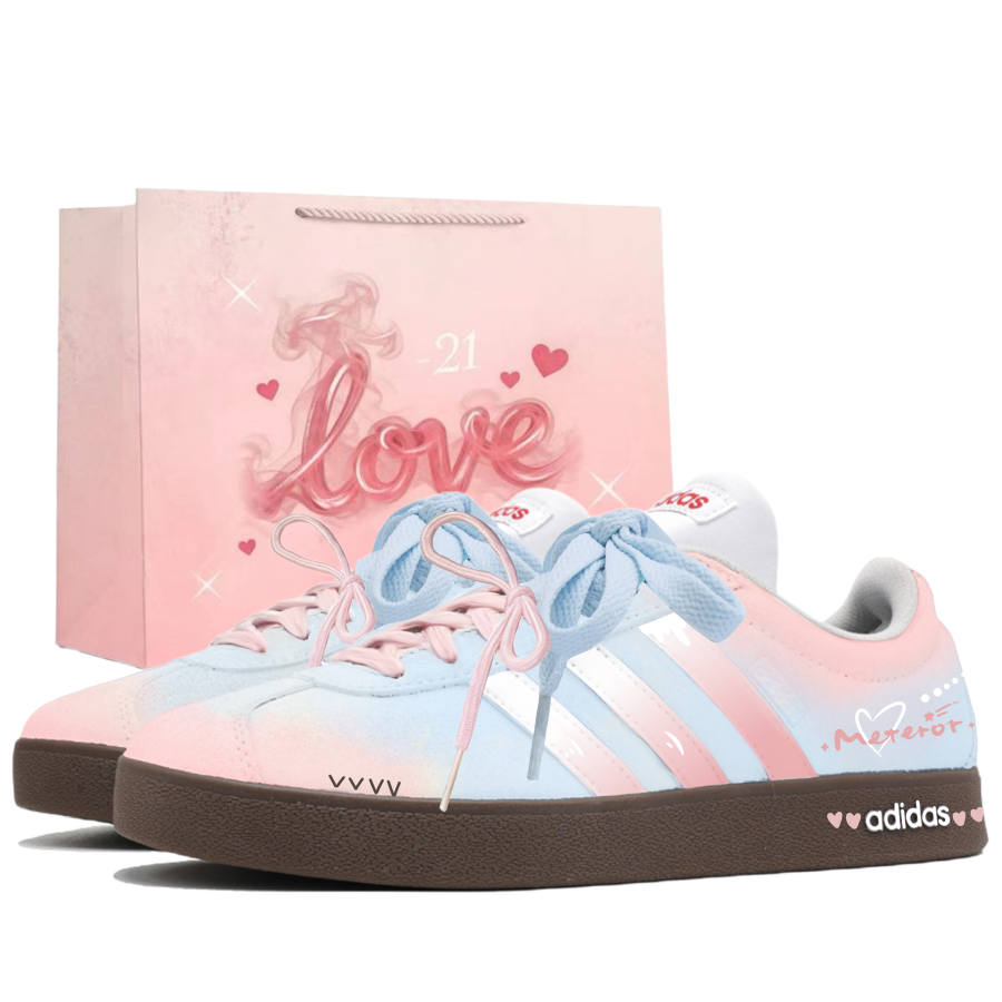 Adidas Adidas VL COURT 2.0 Height Increasing Slip Resistant Low top Skateboard Shoes Unisex Pink