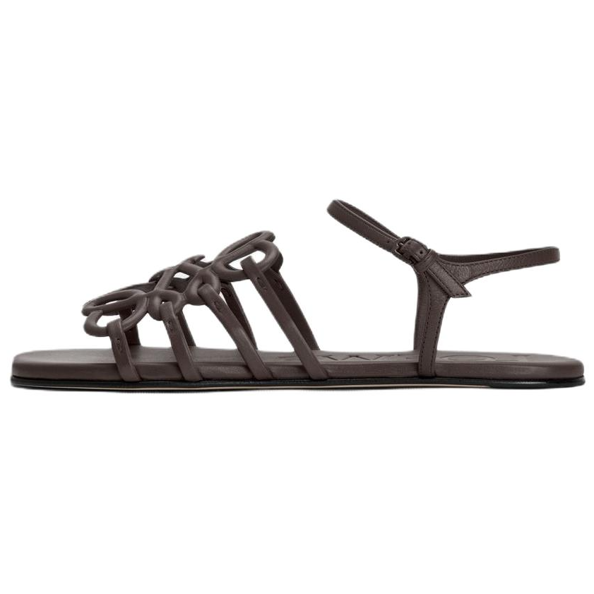 LOEWE Petal Anagram One Strap Sandals 0.5cm Women's Dark Brown