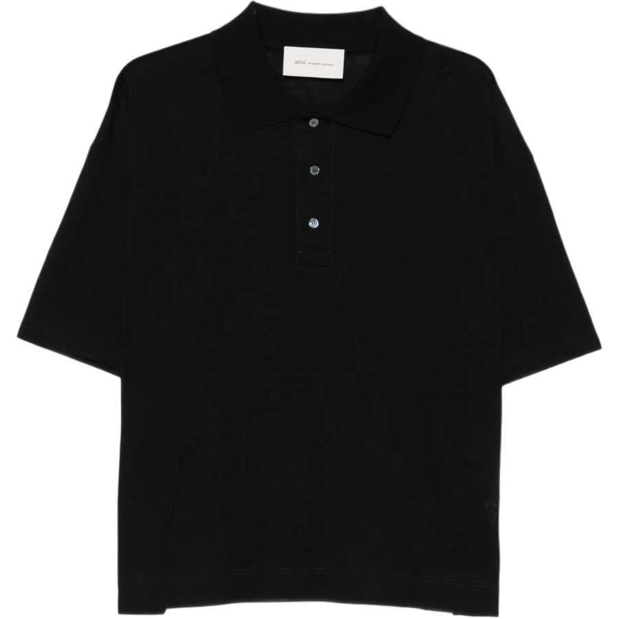 AMIPARIS Polo Shirts Unisex Black Polo Collar Moderate