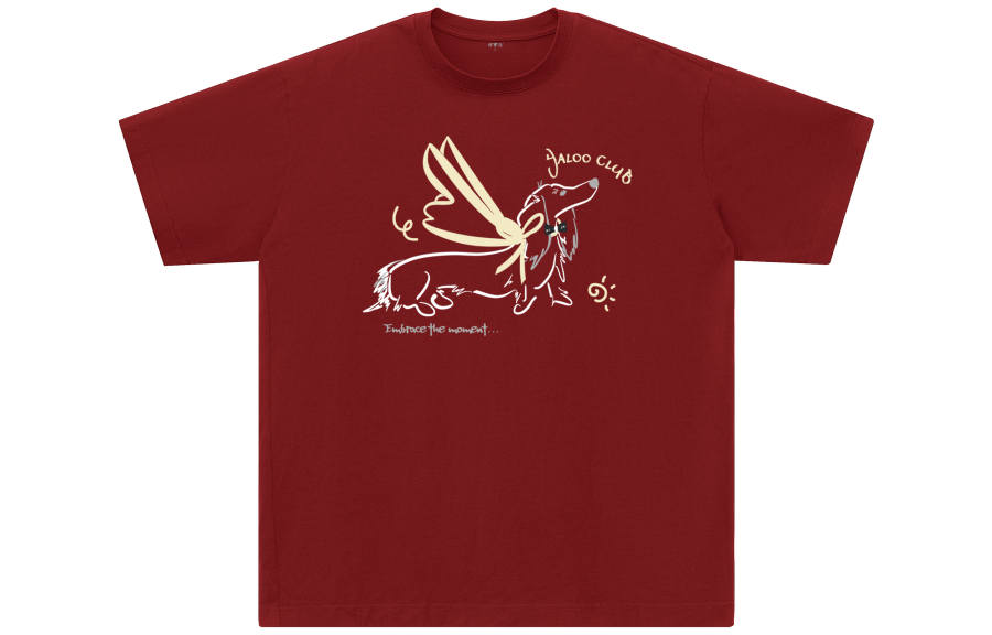 YALU T Shirts Unisex Burgundy Crew Neck Moderate Straight Fit