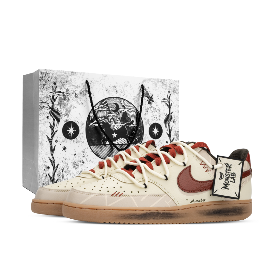 Nike Nike Court Vision Monster Lab, Heart Of Africa Low top Skateboard Shoes Unisex Beige Red Brown