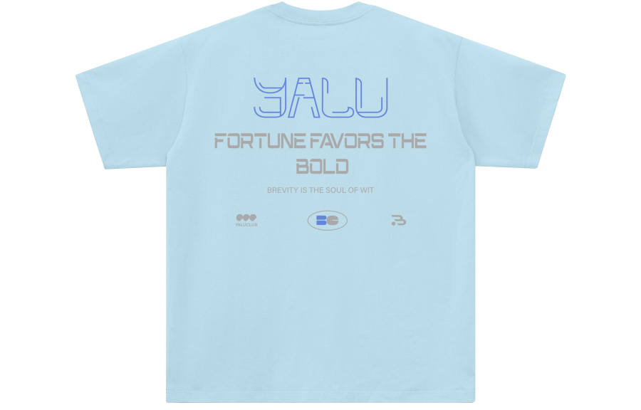 YALU T Shirts Unisex Misty Blue Crew Neck Moderate Straight Fit