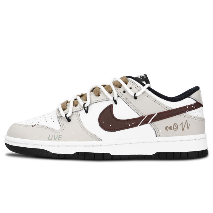 Nike Nike Dunk Black White, Brown White Deconstruction Leather Low top Skateboard Shoes Unisex Brown