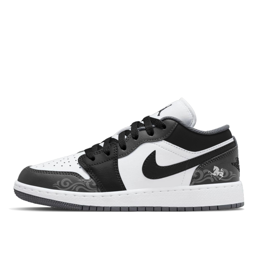 Jordan Jordan Air Jordan 1 Lemon Joy Abrasion Resistant Low top Children's Basketball Shoes Black Gray Unisex