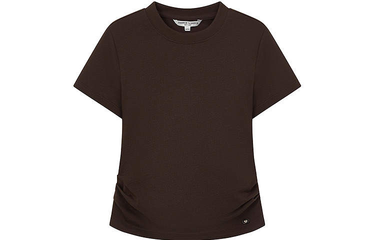 Teenie Weenie T Shirts Women's Brown Crew Neck Moderate Straight Fit