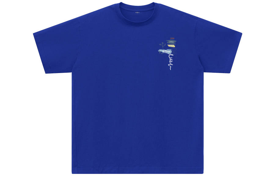 YALU T Shirts Unisex Klein Blue Crew Neck Moderate Straight Fit