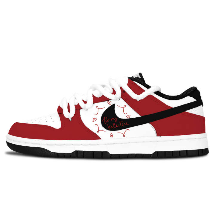 Nike Nike Dunk Black White, Love In Red Rhythm Leather Low top Skateboard Shoes Unisex Red