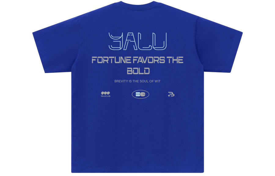 YALU T Shirts Unisex Klein Blue Crew Neck Moderate Straight Fit