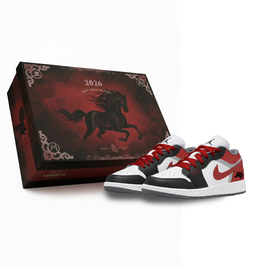 Jordan Jordan Air Jordan 1 Lemon Joy Abrasion Resistant Low top Children's Basketball Shoes Black Red Unisex