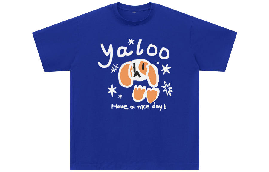 YALU T Shirts Unisex Klein Blue Crew Neck Moderate Straight Fit