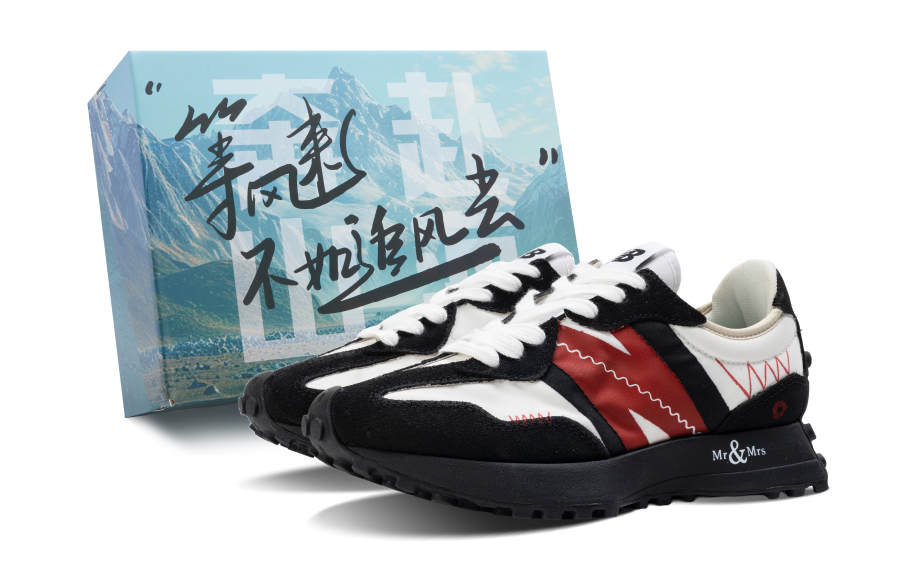New Balance New Balance NB 327 Slip Resistant Abrasion Resistant Low top Running Shoes Unisex Black Red