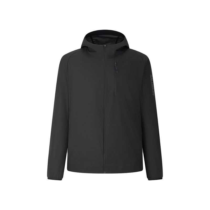 SALOMON Jackets Men's Pitch Black Hooded Non Detachable Moderate