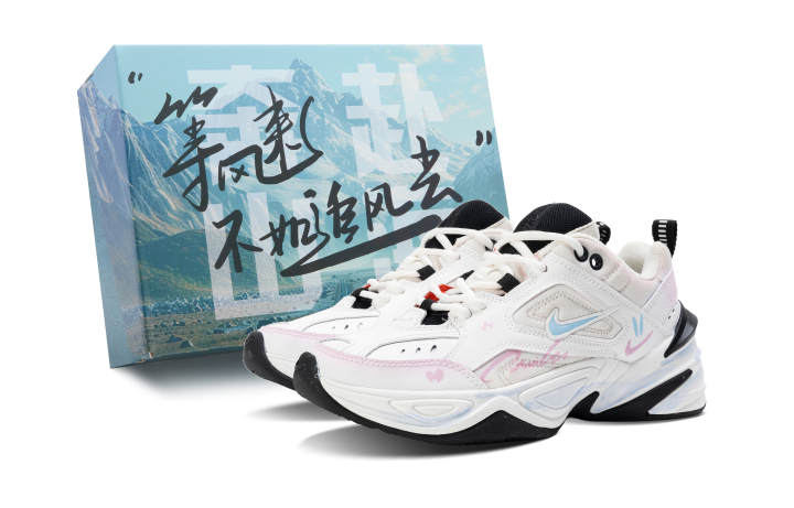 Nike Nike M2K Tekno Cushioning Slip Resistant Low top Chunky Sneakers Women's White Pink