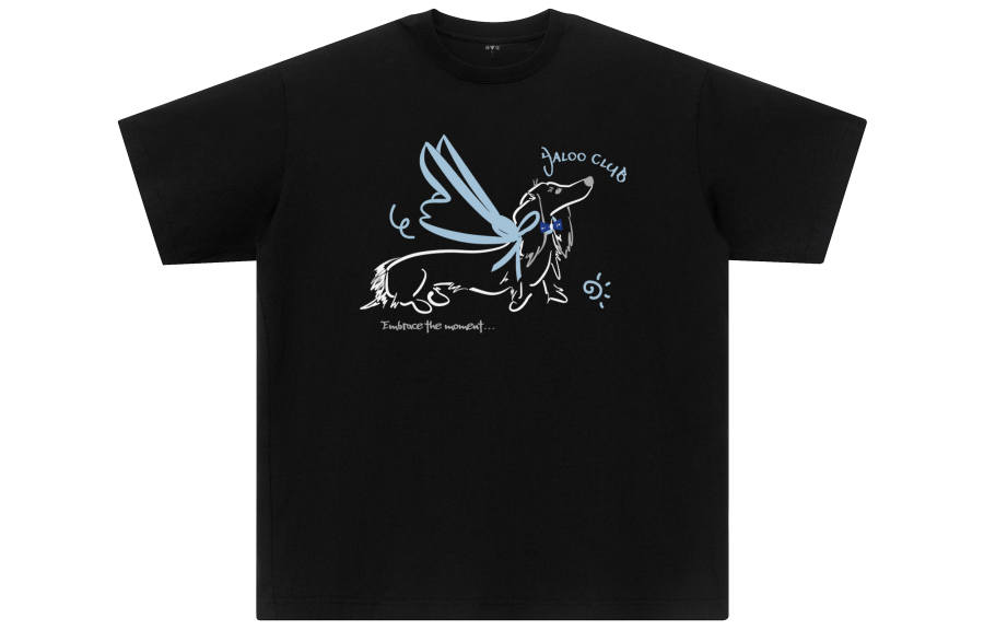 YALU T Shirts Unisex Black Crew Neck Moderate Straight Fit