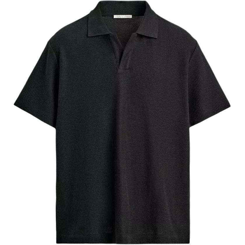 ZARA Polo Shirts Men's Black Polo Collar Moderate Other