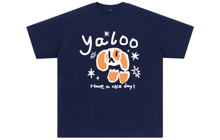 YALU T Shirts Unisex Navy Blue Crew Neck Moderate Straight Fit