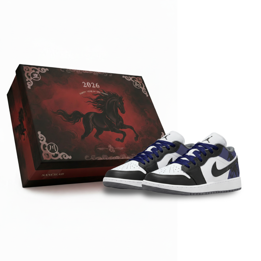 Jordan Jordan Air Jordan 1 Lemon Joy Abrasion Resistant Low top Children's Basketball Shoes Blue Black Unisex