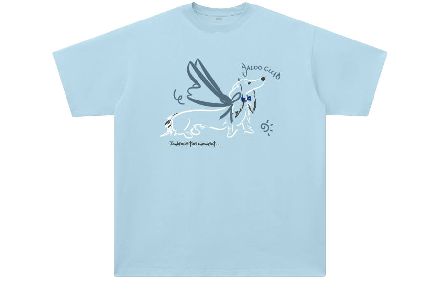 YALU T Shirts Unisex Misty Blue Crew Neck Moderate Straight Fit