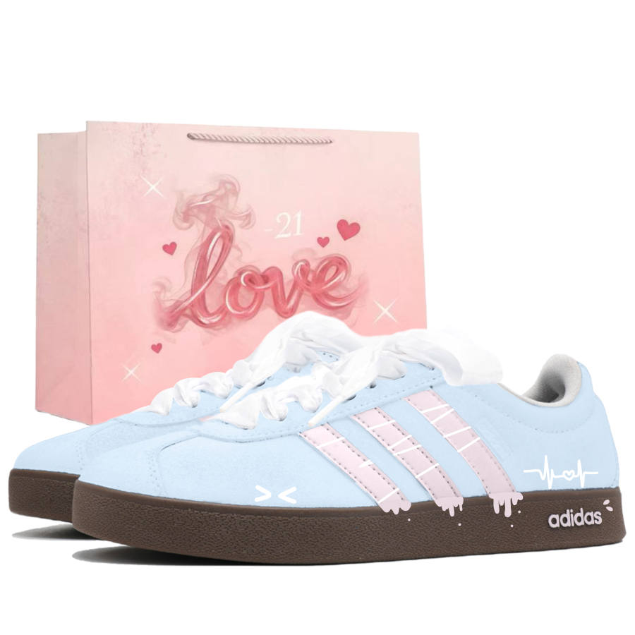 Adidas Adidas VL COURT 2.0 Low top Skateboard Shoes Unisex Blue Pink