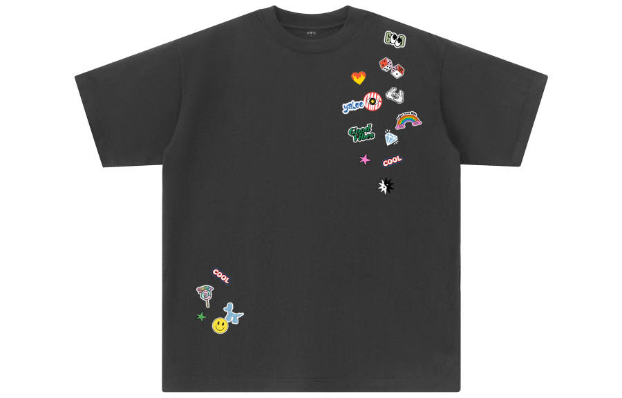 YALU T Shirts Unisex Dark Gray Crew Neck Moderate Straight Fit