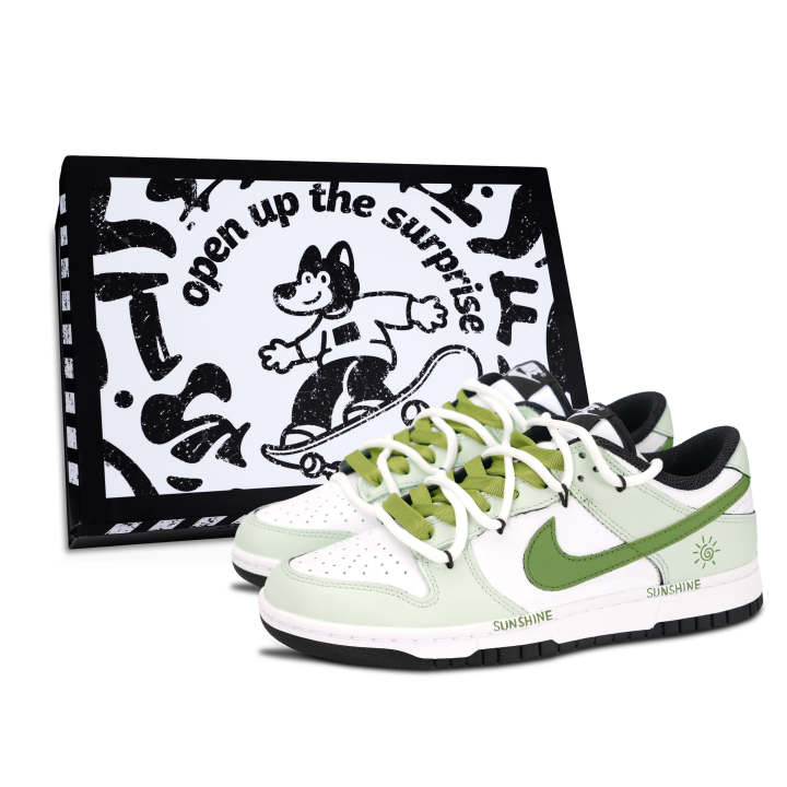 Nike Nike Dunk Black White, Green Order Sunshine Leather Low top Skateboard Shoes Unisex Green