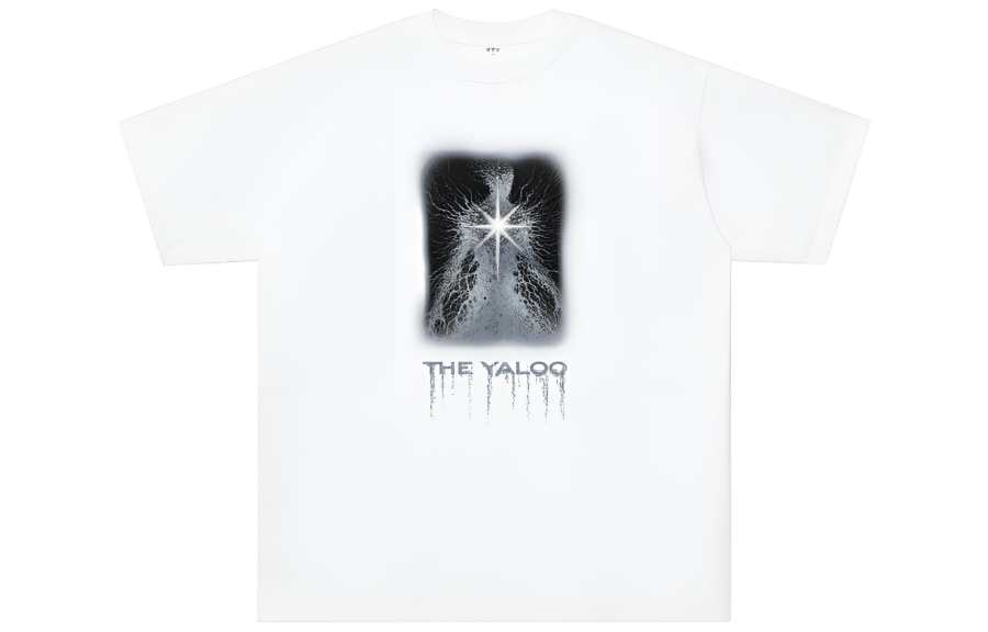 YALU T Shirts Unisex White Crew Neck Moderate Straight Fit