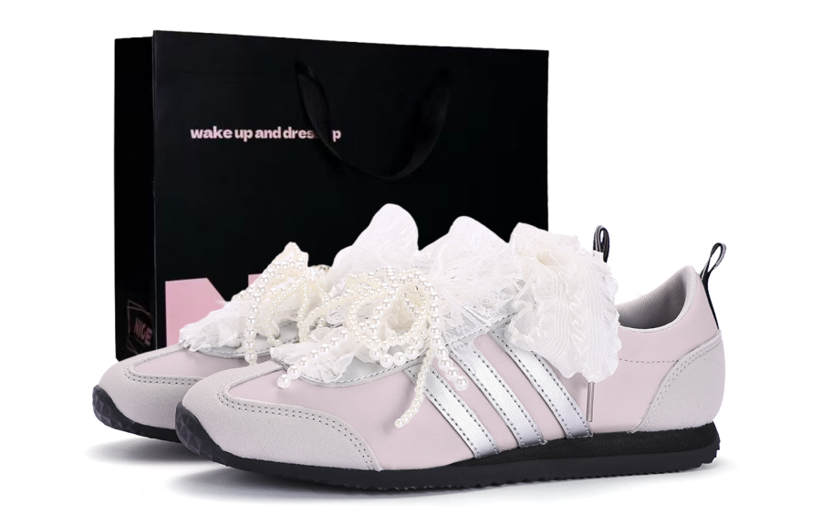 Adidas Adidas VS JOG 2.0 Coverage Slip Resistant Abrasion Resistant Low top German Army Trainers Unisex Silver Pink