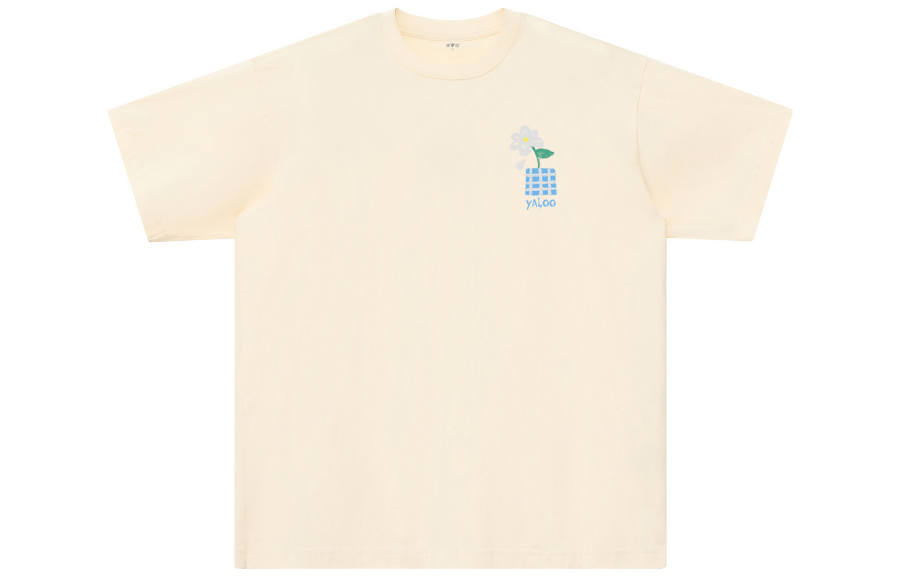 YALU T Shirts Unisex Apricot Crew Neck Moderate Straight Fit