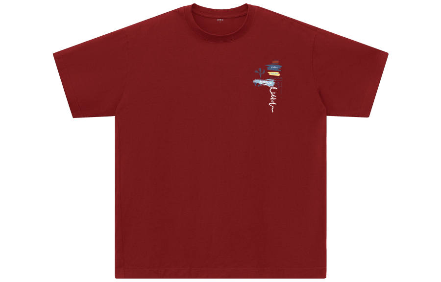 YALU T Shirts Unisex Burgundy Crew Neck Moderate Straight Fit