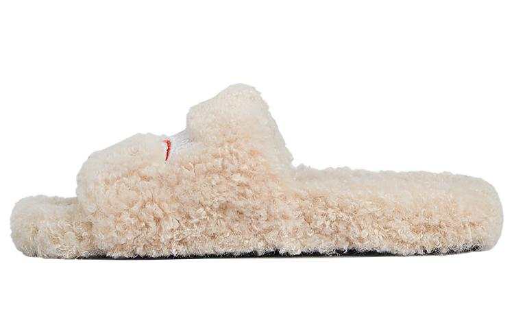 Balenciaga Furry Flat Home Slippers Beige