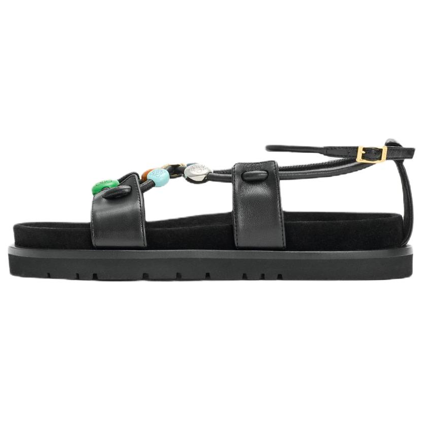 LOEWE Pebble Beads Fussbett One Strap Sandals 1CM Women's Black
