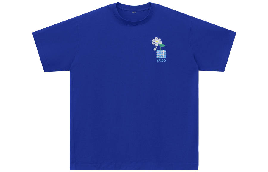 YALU T Shirts Unisex Klein Blue Crew Neck Moderate Straight Fit