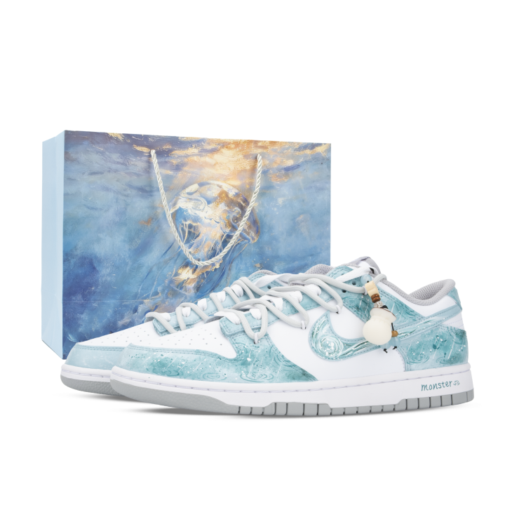 Nike Nike Dunk Monster Lab, Guayu·Yannie 2.0 Low top Skateboard Shoes Unisex White Blue Green