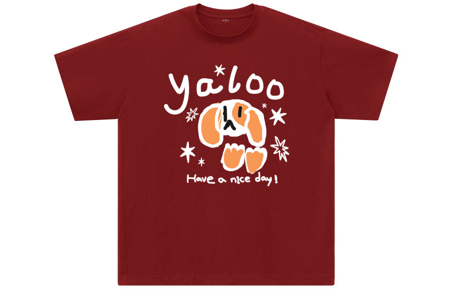 YALU T Shirts Unisex Burgundy Crew Neck Moderate Straight Fit