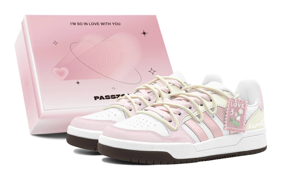 Adidas Adidas ENTRAP Romantic Favor, Rose Letter, Sweet Style Girlish Style Low top Casual Skate Shoes Unisex Pink Yellow