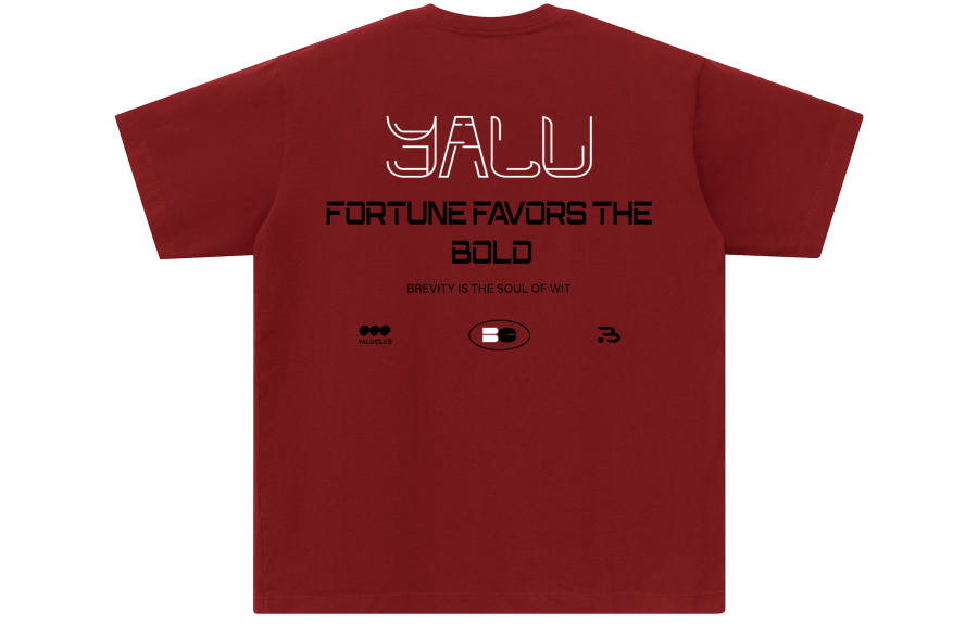 YALU T Shirts Unisex Burgundy Crew Neck Moderate Straight Fit