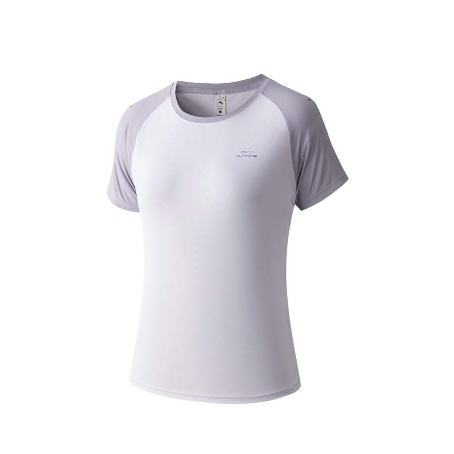 Anta Short Sleeved Knitwear Women's Pure White/Light Purple Gray