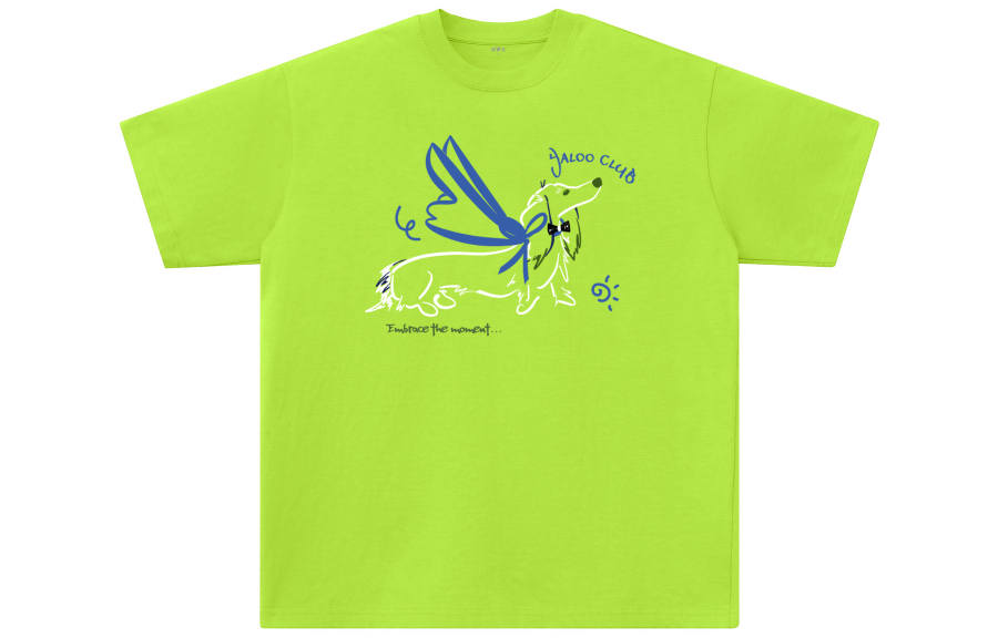 YALU T Shirts Unisex Neon Green Crew Neck Moderate Straight Fit