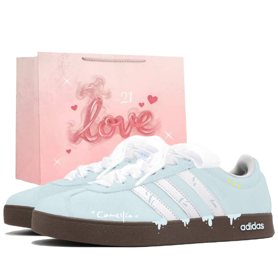 Adidas Adidas VL COURT 2.0 Height Increasing Slip Resistant Low top Skateboard Shoes Unisex Blue