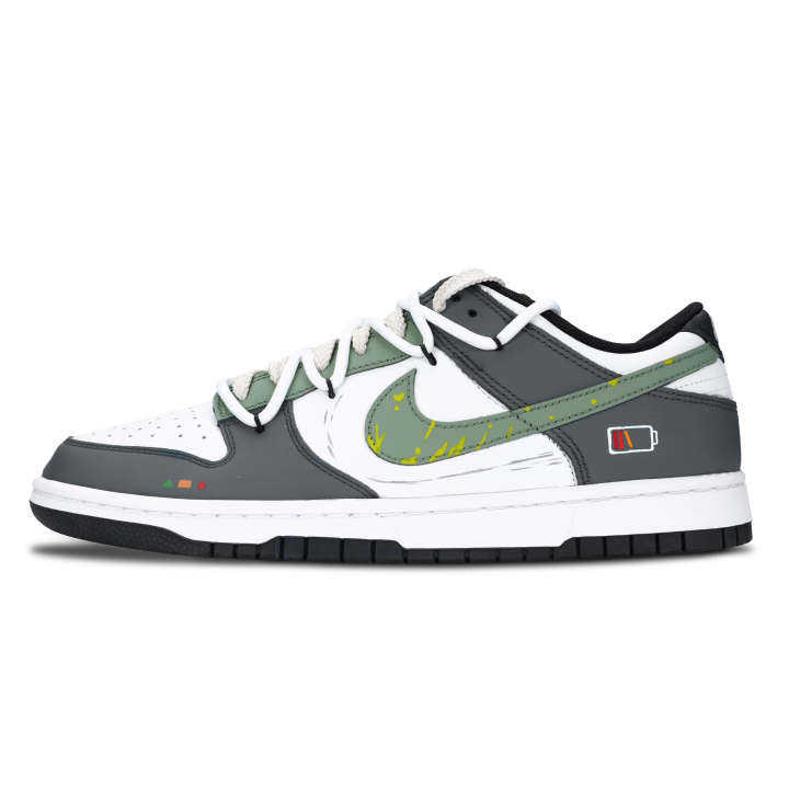 Nike Nike Dunk Black White, Battery Trend Leather Low top Skateboard Shoes Unisex Gray