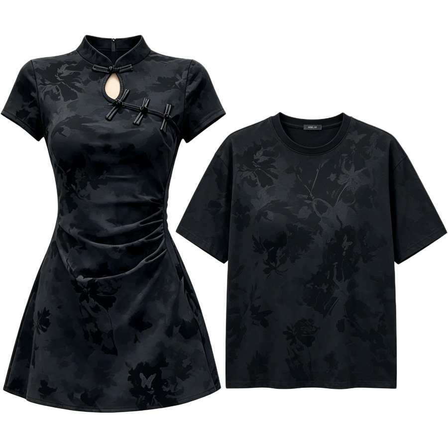 Lnga Landgre Couple Sets Unisex Stand Collar Moderate Short
