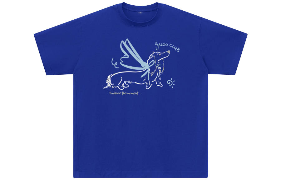 YALU T Shirts Unisex Klein Blue Crew Neck Moderate Straight Fit