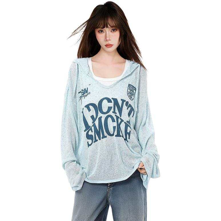 Cotton Gene T Shirts Women's Cover Up Inner Not Included Hooded Thin Straight Fit
