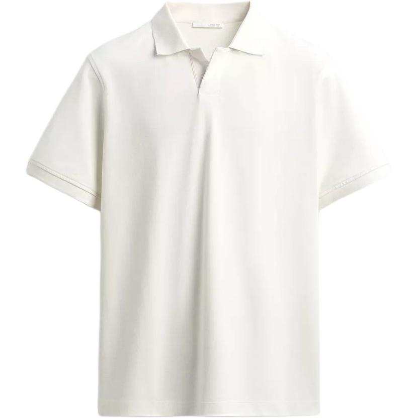 ZARA Polo Shirts Men's Frosted White Polo Collar Moderate Straight Fit