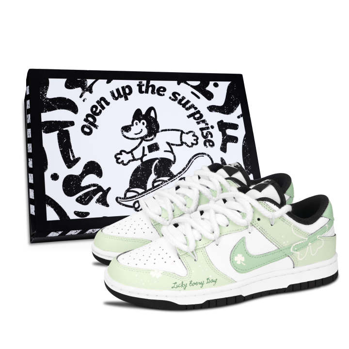 Nike Nike Dunk Lucky Four Leaf Clover Leather Low top Skateboard Shoes Unisex Green
