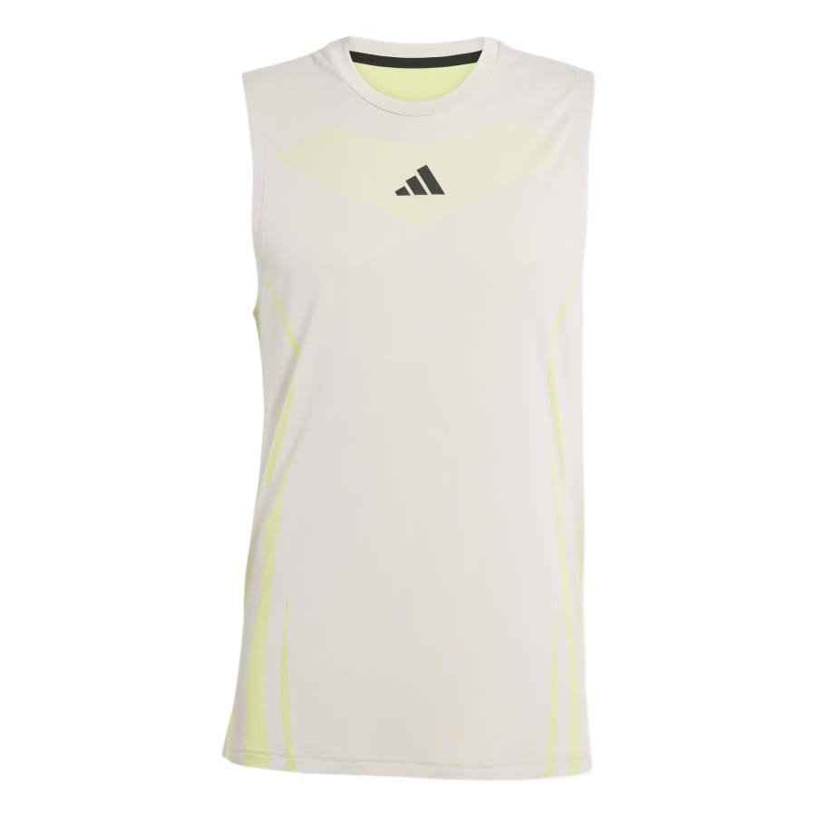 Adidas Adidas Airchill Tank Tops Men's White/Yellow Crew Neck Moderate Straight Fit