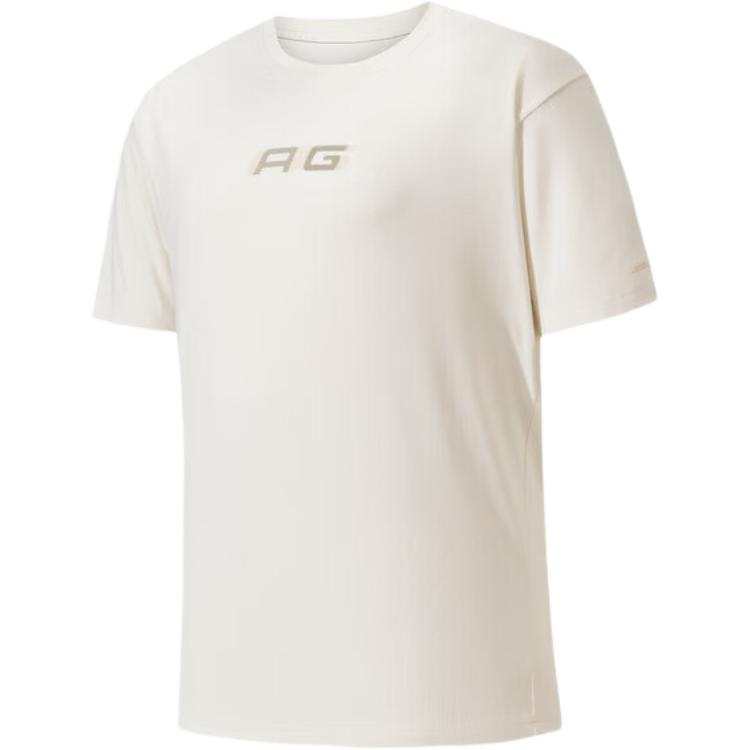 ANTA T Shirts Men's Beige Yellow Crew Neck Moderate Straight Fit