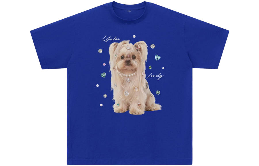 YALU T Shirts Unisex Klein Blue Crew Neck Moderate Straight Fit