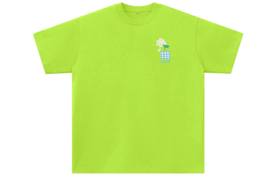 YALU T Shirts Unisex Neon Green Crew Neck Moderate Straight Fit